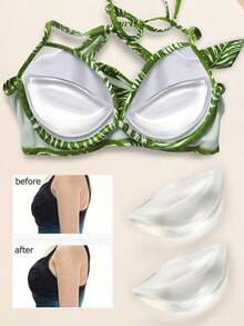 2pcs Super Soft Silicone Breast Pads, Gel Enhanced Bust Enhancers, Suitable For Bras, Can Lift Bust, Non-Slip Sticky Lift Pads. Bikini Halter Style, Seamless Bra Lift, Soft & Comfortable Women's Lingerie Accessory. - Multicolor - View 6