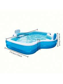 102.3 Inches/118.1 Inches 31 Gauge Thick Sturdy Large Bright Spacious Adult Size Family Inflatable Swimming Pool - And Robust Structure, Easy And Quick To Set Up, Perfect For Summer Parties, Festivals And Family Gatherings Entertainment And Relaxation Outdoor Activities - Bể bơi bơm hơi 120*110*18 cm có bốn góc - Xem 7