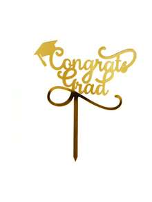 1pc Graduation Celebration Cake Topper - Congrats Graduate, Completed, Graduation Party Decor, Cupcake Topper - StyleF - View 7