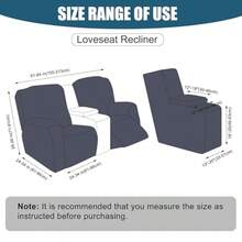 Genina Funda impermeable para sillón reclinable de dos plazas con consola fundas elásticas para sofá reclinable con bolsillos fundas reclinables Lazy Boy protector de sofá a prueba de fugas para - Gris Oscuro - Ver 3