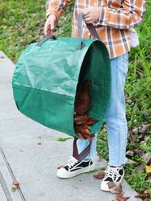 Heavy Duty Garden Trash Bags With Handles - Reusable Heavy Duty Garden Trash Bags For Collecting Plants, Grass, Dirt, Leaves, Reusable Garbage Bags - Green - View 8