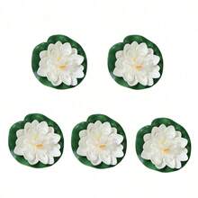 10pcs Artificial Floating Foam Lotus Leaf Decor, Suitable For Pond, Aquarium And Stage, Lifelike Green Plant, Fake Lotus Flower For Fish Tank, Aquatic Lily Micro Landscape, 10cm, Suitable For Birthday, Graduation, Mother's Day, Indoor Decor, Tabletop Decor, Wedding Decor, Spring Decor, Bathroom Decor, Women's Gift, Housewarming, Outdoor Artificial Flower - White - View 8