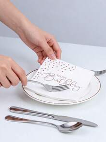 50/20/1 cái Khăn ăn màu vàng hồng 10*10 inch "Chúc mừng sinh nhật", khăn ăn dày dặn, thấm hút tốt, thích hợp cho gia đình, nhà hàng, nhà bếp, trang trí tiệc tùng, trang trí mùa hè. - Nhiều kiểu dáng - Xem 5