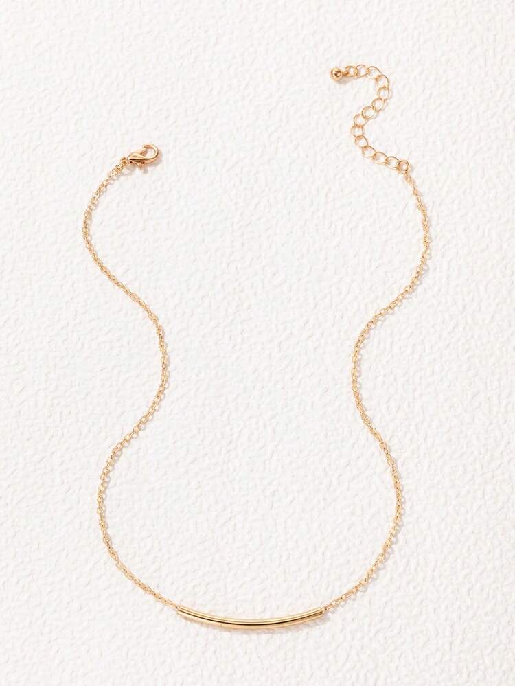 1件简约百搭金属弯管项链，复古时尚项链配饰，适合送给青少年和朋友 - 彩色 - 查看 4