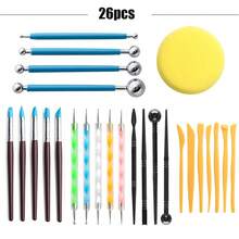 粘土工具套装，聚合物粘土工具，陶瓷粘土雕塑工具套装，成人、儿童适用风干粘土工具套装，适用于陶艺、烘焙、雕刻、绘画、点画、塑形、造型等。 - 套裝 - 查看 8