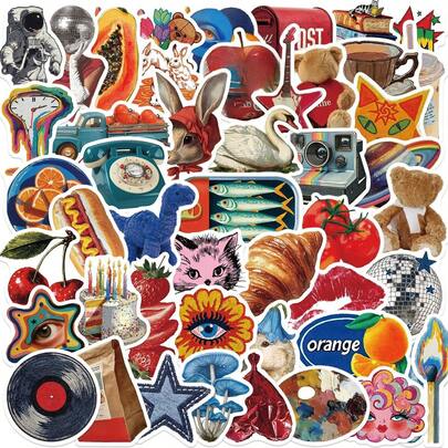 50pcs Retro Life Stickers, 80s 90s Vintage Fashion Aesthetic Cute Stickers, Waterproof Stickers For Water Bottle, Laptop, Phone, Luggage, Fridge, Storage Containers