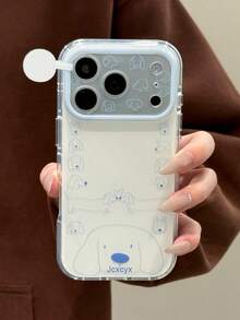 Funda protectora de teléfono con colgante de cachorro salchicha rayado azul lindo con campana y pompón, adecuada para iPhone 17 Pro Max, 17 Pro, 16 Pro Max, 15 Pro, serie 17 - perro - Ver 4