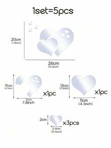 1套3D创意镜面心形极简主义墙贴 - 銀色 - 查看 7