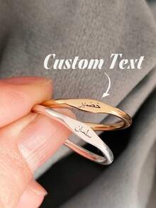 1pc Personalized Arabic Name Ring, Custom Arabic Calligraphy Ring, Stackable Ring, Islamic Calligraphy Gift, Gold Name Ring, Delicate Name Plate Ring - Multicolor - View 1