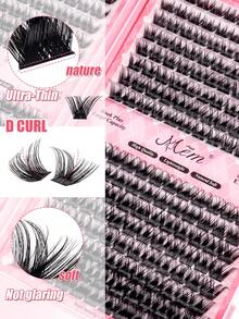 MEM 384/352pcs Individual Cluster False Eyelashes DIY Home Use Cluster Eyelash Extension Makeup, DIY Personalized False Eyelashes, 3D Russian Curly Thick Eyelashes, Create Dramatic Messy Mink Makeup Effect, Suitable For Stage Makeup, Daily Makeup, Cosplay, Full Face Makeup And Daily Wear, Portable And Easy To Use, Suitable For Daily Or - 黑色 - 查看 4