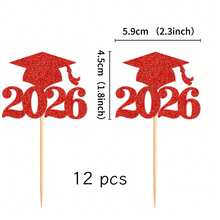 2026届毕业蛋糕装饰，高中、大学、研究生毕业派对蛋糕装饰，毕业纸杯蛋糕装饰，毕业派对迷你蛋糕装饰，食品签 - 彩色 - 查看 6