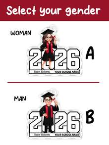 Llavero conmemorativo de graduación personalizado de acrílico, llavero con retrato de graduado personalizado 2026 con nombre, nombre de la escuela, patrón de graduado de dibujos animados, recuerdo de acrílico transparente, recuerdo de ceremonia de graduación, regalo de graduación, regalo para graduado, regalo para ella, regalo para él - Multicolor - Ver 5