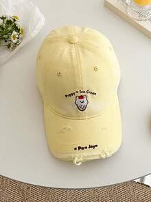 1pc New Summer Women's Embroidered Puppy Baseball Cap, Deep Crown Snapback Hat, Personalized Distressed Sun Protection Hat - Multicolor - View 15