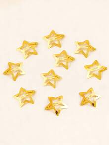 10 piezas/30 piezas/50 piezas Pinzas para el cabello con estrellas huecas metálicas estilo Y2K, lindos pasadores de estrella de cinco puntas para el flequillo, adecuados para peinados diarios, de trabajo y de fiesta - Multicolor - Ver 8
