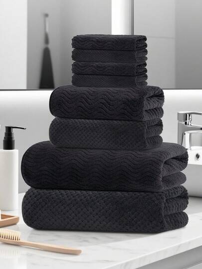 8件套[4条手巾+2条面巾+2条浴巾] / 2条毛巾，珊瑚绒混纺毛巾套装，柔软舒适，速干，适用于沐浴、洗脸、厨房、浴室、旅行、户外、SPA等多种场合。