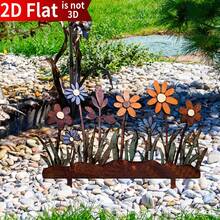 2 dimensions plates, 1 pièce de clôture de jardin en acrylique de style campagnard avec motif floral. Décoration extérieure résistante aux intempéries, colorée, pour la cour, le jardin et le haut de la clôture, décoration florale, convient pour 11 jours fériés - A - Voir 3