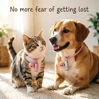 多色宠物身份牌、地址信息牌、姓名卡、猫/狗项圈吊坠、防走失铃铛