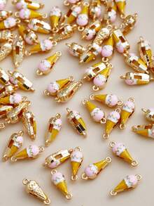10/50/100/500pcs Mini Handmade DIY Alloy Imitation Bread, Microphone, Ice Cream Jewelry Accessories, Cartoon Creative Necklace, Bracelet, Earring Making Series Pendant - Multicolor - View 4