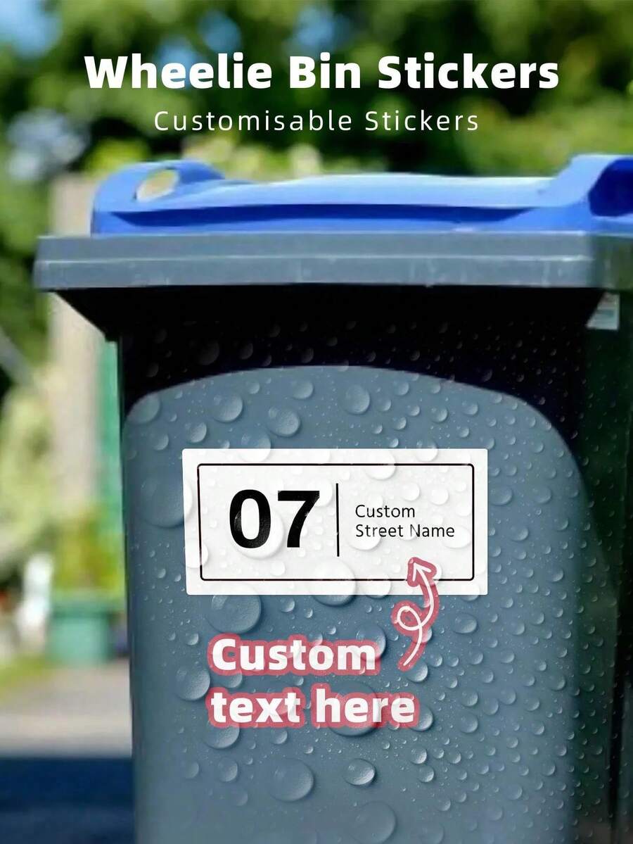 Customized Trash Can Stickers, Personalized Address Labels - Customize Your Trash Can Stickers With Your Apartment Number And Street Name. Customized Address Label Stickers For Trash Cans - Multicolor - View 1