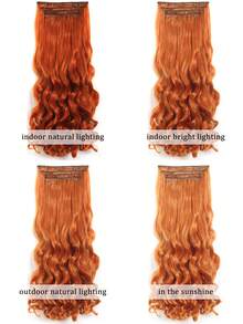 Synthetic Clip In Long Straight Hair Extensions Black Brown Blonde Heat Resistant Hair Extensions 4 Pcs Roman Curly Hair Pieces For Women Daily Party Use - Multicolor - View 9