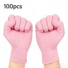 10/50/100只装一次性手套，防水防油，不含乳胶和酒精，适用于厨房清洁、宠物护理、纹身、刺绣等用途。 - 淺粉 - 查看 16