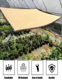 Malla de sombreo reforzada para exteriores con perforaciones para protección solar y de lluvia, con un 80 % de sombreado. Adecuada para locales comerciales, piscinas y terrazas. Disponible en varios tamaños. - Beis - Ver 5