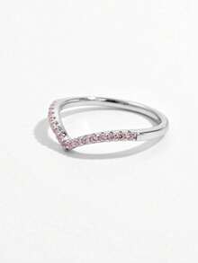 1pc 925 Sterling Silver Shallow V-Shaped Hollow Ring, Fashionable & Exquisite Crystal Earrings, Elegant Jewelry - Ring - View 50