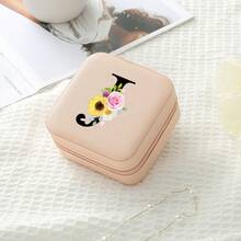 1个花卉字母首饰盒，A-Z字母旅行首饰盒，伴娘，结婚礼物，字母戒指盒，女士礼品盒，PU皮革首饰盒（适用于戒指、吊坠、耳环、项链等） - 女孩和女士礼品盒。 - Floral Alphabet - 查看 68