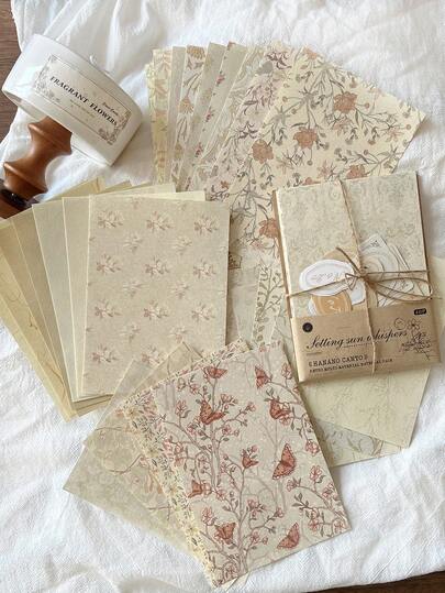 40pcs/Pack Vintage Floral & Countryside Themed Scrapbooking Papers, Non-Adhesive DIY Decorative Materials, Holiday Gift, Handmade Collage Supplies, Personalized Scrapbook Planning, Creative School Stationery