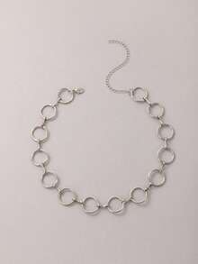 1件时尚几何圆形吊坠项链，独特礼物，适合青少年和日常佩戴 - 彩色 - 查看 7