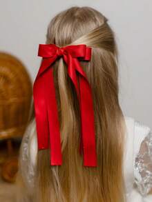 1pc Fairy Style Long Ribbon Bowknot Hair Clip, Elegant & Versatile Headwear, Suitable For Any Occasion Cute,School Hair Accessories For Women Claw Clips Hair Claws Hair Barrettes, School Stuff, College, Winter Outfit For Women, Bows, Hairpin - Beige - View 12