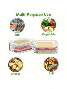 3-Layer Refrigerator Food Storage Box, Airtight Transparent Food Preservation Container, Sliced Food Fridge Storage Box, Leakproof Reusable Food Saver Box, Kitchen Organization, Suitable For Indoor, Outdoor, Camping - Multicolor - View 2