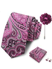 1 Set Dasi Motif Paisley Bunga untuk Pria, Kotak Hadiah, Pilihan Hadiah Ideal untuk Pria di Hari Libur, untuk Bisnis, Pernikahan, dan sebagai Aksesoris. - Warna campuran - View 2