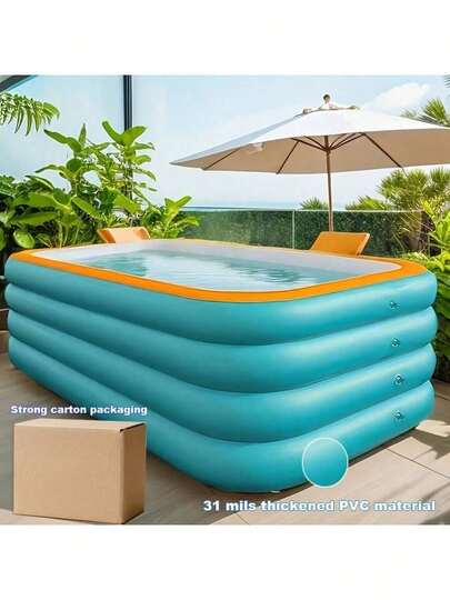 102.3 Inches/118.1 Inches 31 Gauge Thick Sturdy Large Bright Spacious Adult Size Family Inflatable Swimming Pool - And Robust Structure, Easy And Quick To Set Up, Perfect For Summer Parties, Festivals And Family Gatherings Entertainment And Relaxation Outdoor Activities
