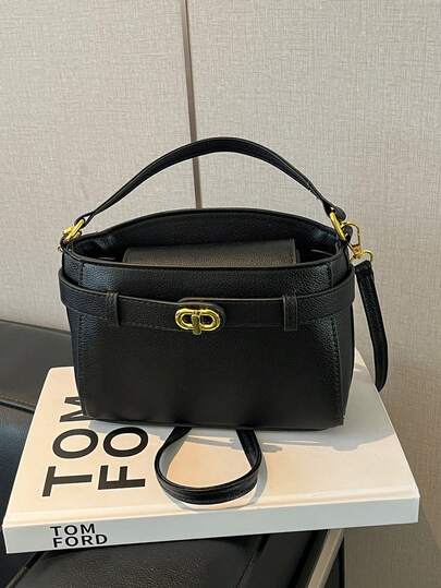 1pc Minimalist Women's Handbag, Fashion Bucket Bag, Ladies Cosmetic Bag, Metal Decor Crossbody Shoulder Bag, Suitable For Daily Commute, Shopping, Photography, Holiday Gift For Girlfriend