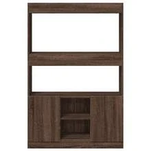 Highboard Brown Oak 92x33x140 Cm Engineered Wood - Brown - View 5