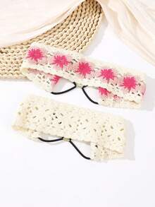 1件手工钩编发带，镂空编织发饰，波西米亚风甜美日常及假日造型夏季沙滩发带 - 彩色 - 查看 9