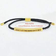 1件励志不锈钢弯管菠萝雕刻绳可调节拉绳手链，提醒自己你是谁/不要让困难的日子击垮你，适合日常佩戴和送礼。 - 彩色 - 查看 3