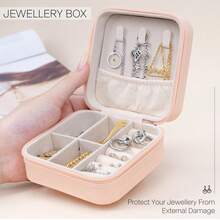 Caja de almacenamiento y exhibición portátil y mini para joyas, pendientes, collares, pulseras y anillos, organizador de viaje de cuero para joyas - Multicolor - Ver 2