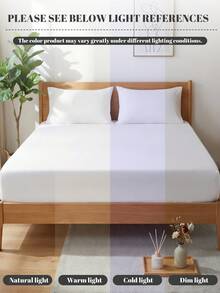 1件装100%纯棉床笠，家用纺织品，纯色床单套装，舒适家居用品，柔软透气床垫保护套，亲肤床罩套装，四季皆宜，适用于单人床/双人床/大号床/特大号床/单人床尺寸，卧室装饰，可机洗可重复使用 - 白色 - 查看 9