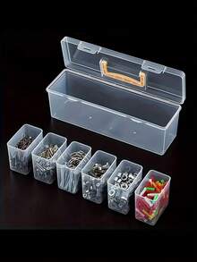 7pcs Set (6 Small Boxes + 1 Large Box) Tool Parts Storage Box, Multi-Compartment Portable Transparent Tool Storage Box, Home Screwdriver Hardware Parts Organizer Box, Toy Organizer Box, Portable Divided Organizer Box For Home Multifunctional Tool Box, Transparent Handheld Tool Storage Box, Wrench Screw Parts Organizer Box - Multicolor - 1pc - View 2