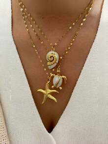 1 Piece Stainless Steel Bohemian Style Fashion Personalized Multifunctional Marine Life Titanium Steel Pendant Necklace For Women - Multicolor - View 4