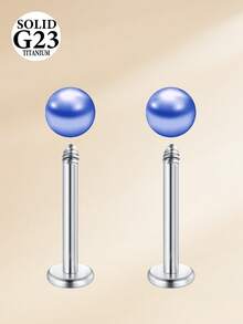 Conjunto de 2 piercings labiais em liga de titânio 16G com base plana, modelo G23, disponíveis nos tamanhos 6mm, 8mm, 10mm e 12mm. Ideal para piercings de cartilagem, tragus, nariz, hélix, concha, medusa, lábio e labret. Perfeito para mulheres e homens. - Prata - Ver 17