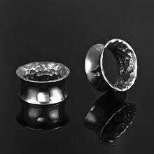2PCS 316L Stainless Steel Hammer Ear Tunnels Plugs Stretcher Studs Piercing Body Jewelry Unisex Hip-Hop Punk New - Round - View 4