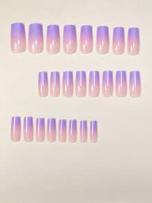 Bộ 24 móng tay giả acrylic bóng màu xanh da trời nhạt cổ điển, thời trang và đa năng, phù hợp cho các buổi hẹn hò, tiệc tùng, mùa xuân/hè, thu/đông, dùng hàng ngày. Bộ móng giả có thể tháo rời, kèm gel dẻo và dũa, thích hợp cho phụ nữ và bé gái. - Màu xanh lam - Xem 3