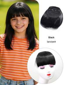 儿童夹式刘海假发 - 耐热合成纤维，加厚设计，发量丰盈，佩戴方便，适合日常、节日、派对等场合。（黑色/深棕色/浅棕色） - 彩色 - 查看 13