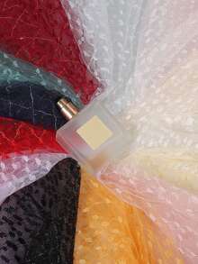 1pc Shimmery Gold Thread Hollow Mesh Fabric, Elegant Glittery Sheer Dress Design Sewing Fabric - Multicolor - View 1