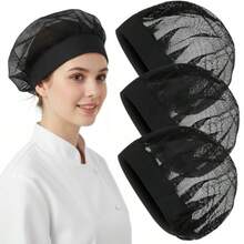 3 Pcs Chef Hats For Women Adjustable Cooking Chefs Cap Food Service Hair Nets Reusable Kitchen Cooking Chef Cap - Reusable Washable - As Pic - View 1