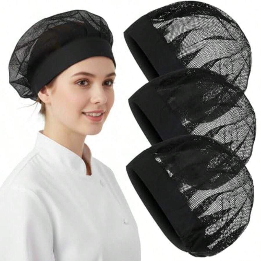 3 Pcs Chef Hats For Women Adjustable Cooking Chefs Cap Food Service Hair Nets Reusable Kitchen Cooking Chef Cap - Reusable Washable - As Pic - View 1