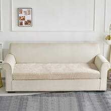 单人沙发两件套/双人沙发三件套/三人沙发四件套 防水提花大叶图案沙发坐垫套，弹性提花沙发套，家具坐垫，可机洗 - 米黃 - 查看 4